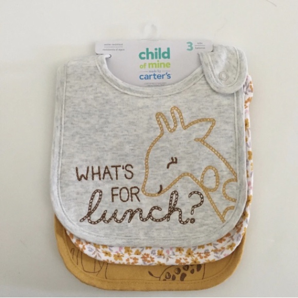 Carter’s Baby Girl Drool Bibs Pack of 3 Giraffe Floral Theme NEW | Child of Mine